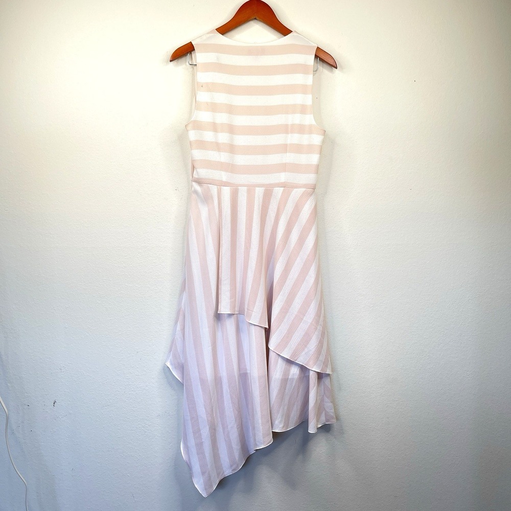 Vince Camuto Womens Sleeveless Asymmetrical Dress Size 4 Pink/White Event Spring - Picture 6 of 10